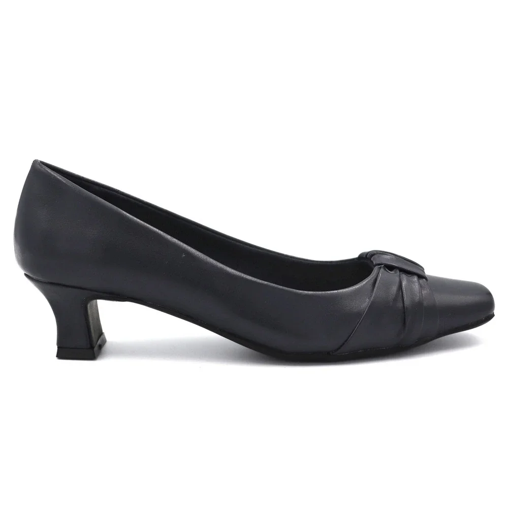 Easy Street Pumps Women 5.5 Navy Blue Kitten Heel Square Toe Knotted Dress Shoes - Picture 5 of 15